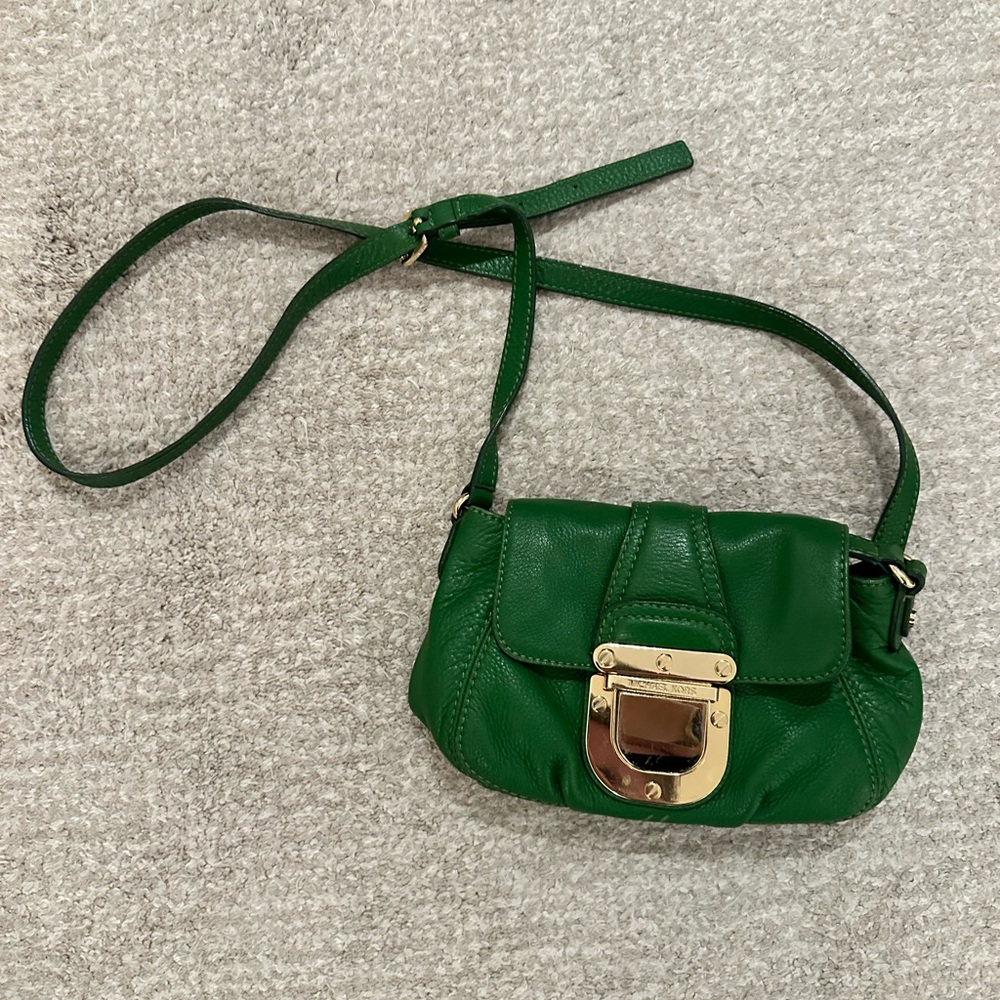 Michael Kors Green Mini Bag with Gold Clasp